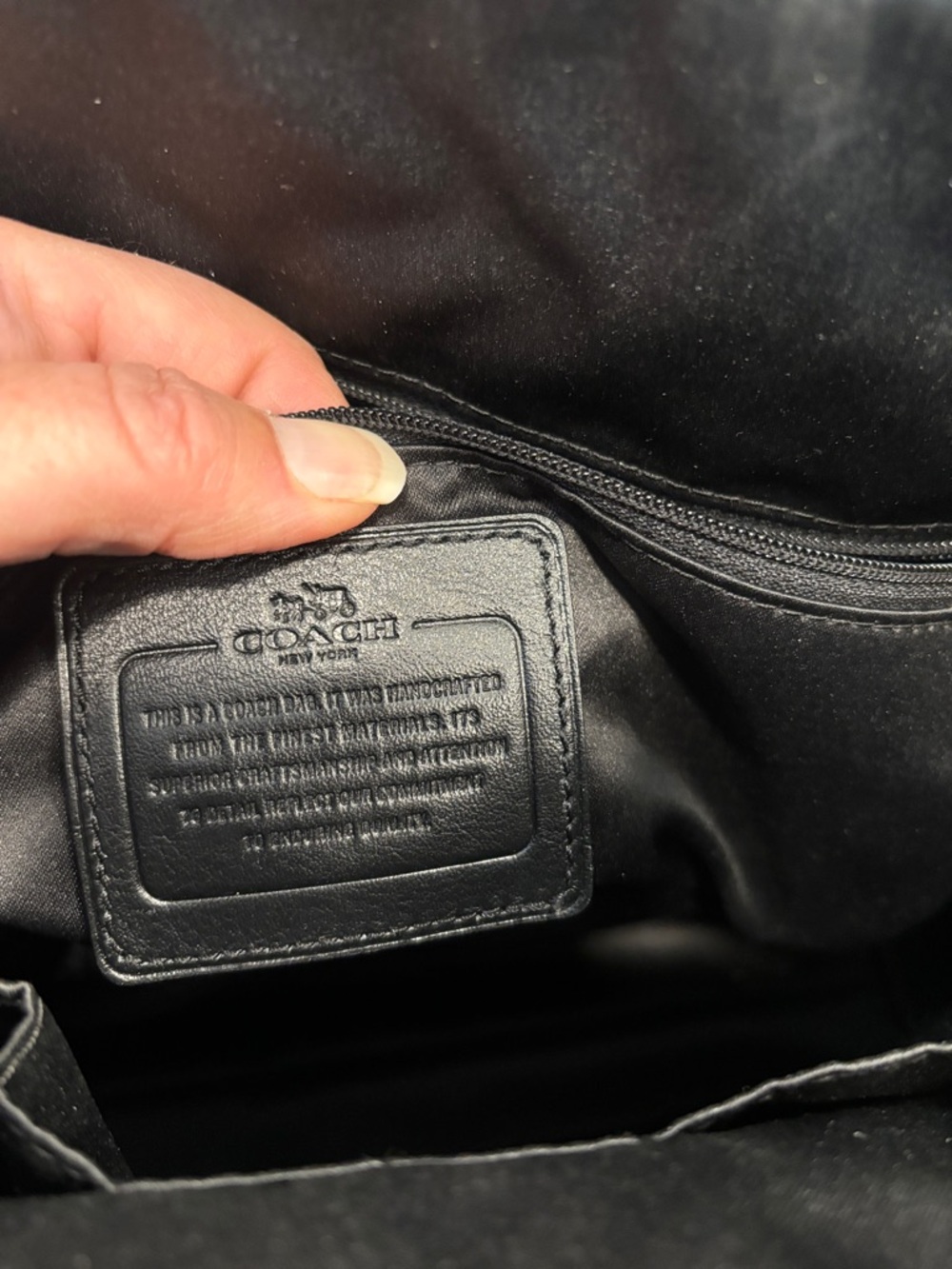 Coach Black Leather Tote with Silver Hardware - Picture 3 of 15